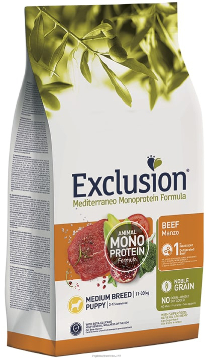 Acquista Online exclusion mediterraneo monoprotein noble grain crocchette manzo cuccioli taglia media sacco 12kg e Cerca l'offerta più bassa