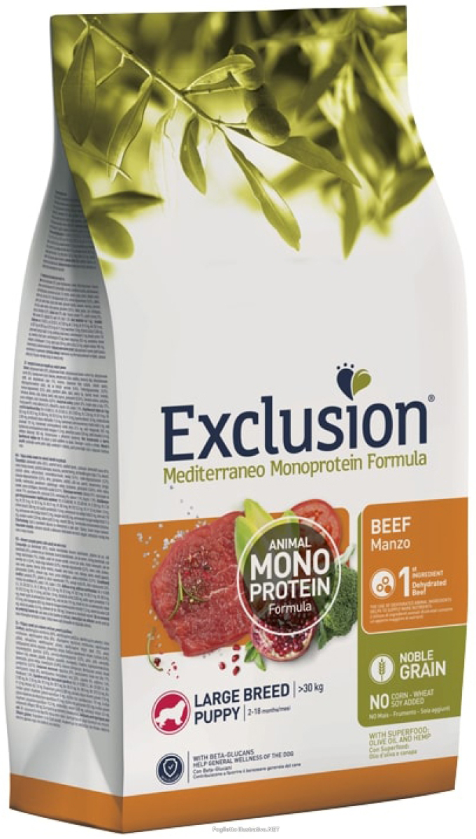 Acquista Online exclusion mediterraneo monoprotein noble grain puppy beef large 12 kg e Cerca l'offerta più bassa
