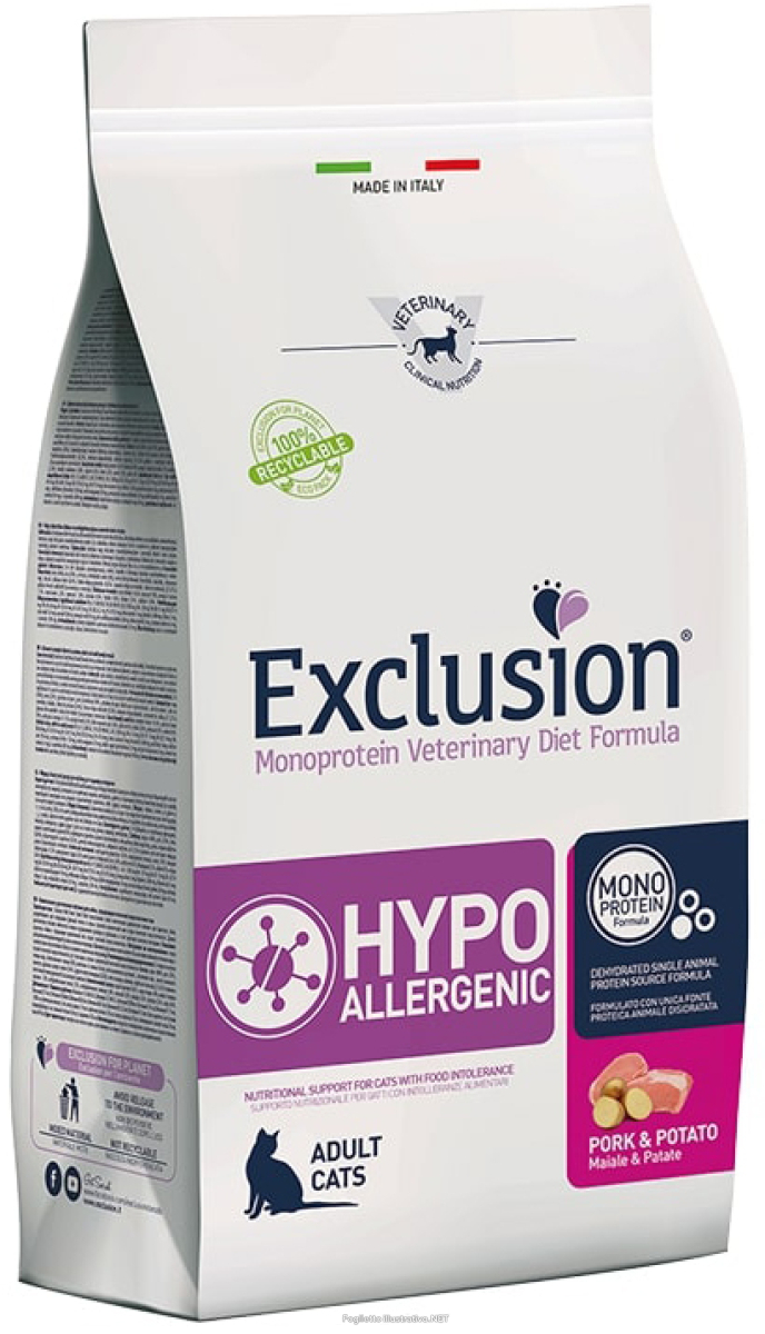 Acquista Online exclusion monoprotein veterinary diet formula hypoallergenic maiale/patate per gatti adulti sacco 1,5kgg e Cerca l'offerta più bassa