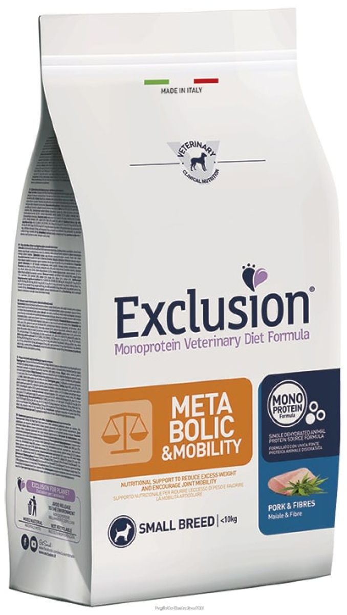 Acquista Online exclusion monoprotein veterinary diet formula metabolic/mobility crocchette maiale e fibre taglia small sacco 7kg dorado e Cerca l'offerta più bassa