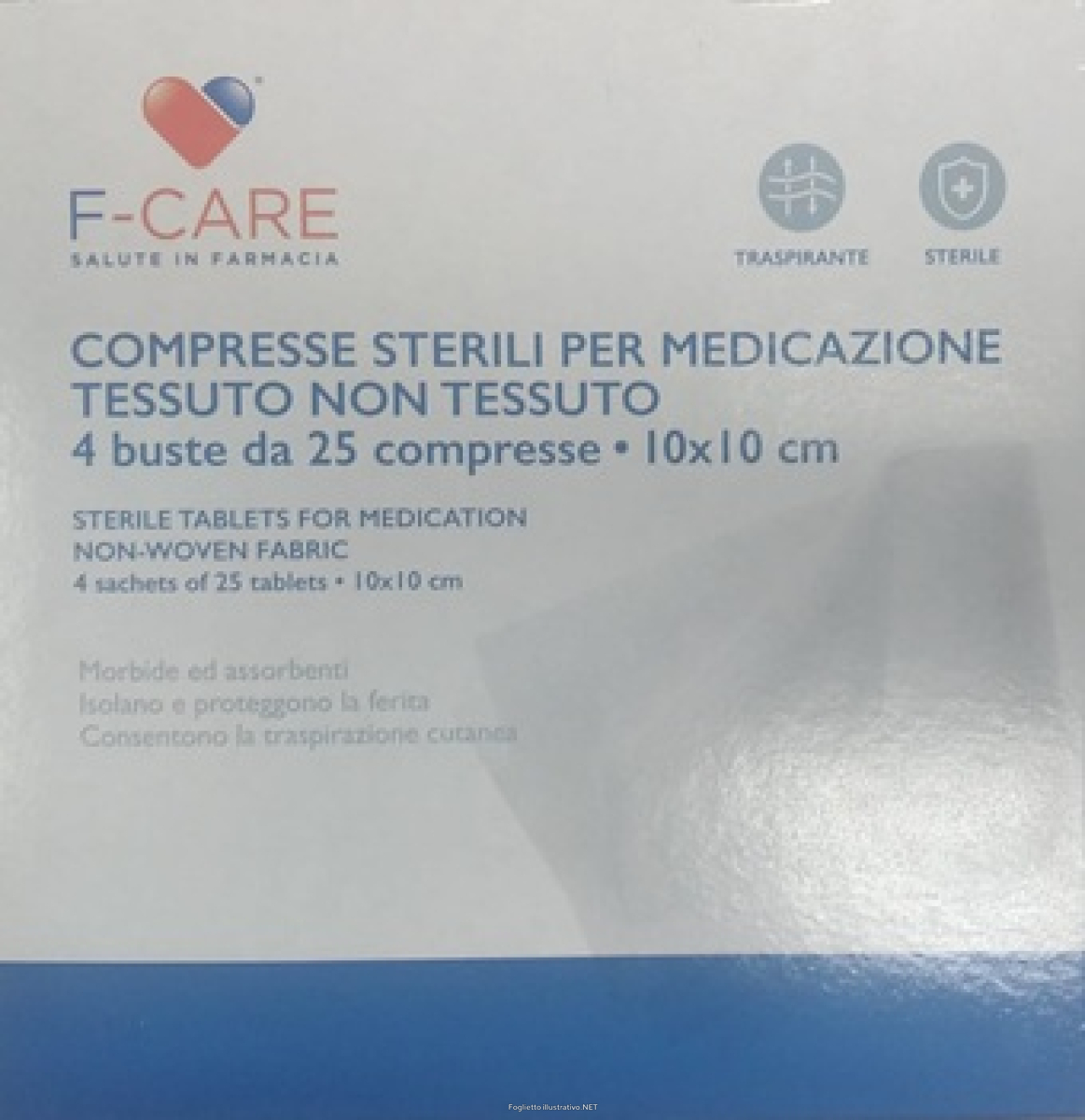Compra Online f-care 4 buste da 25 garze 10x10 cm tessuto non tessuto e Trova l'offerta più bassa