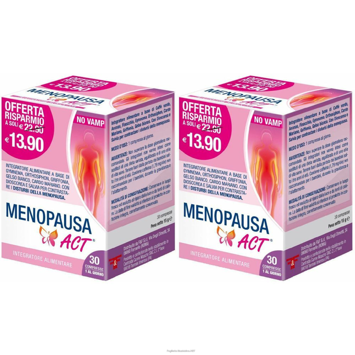 Compra Online f&f menopausa act compresse set da 2 2x30 pz e Trova l'offerta più bassa
