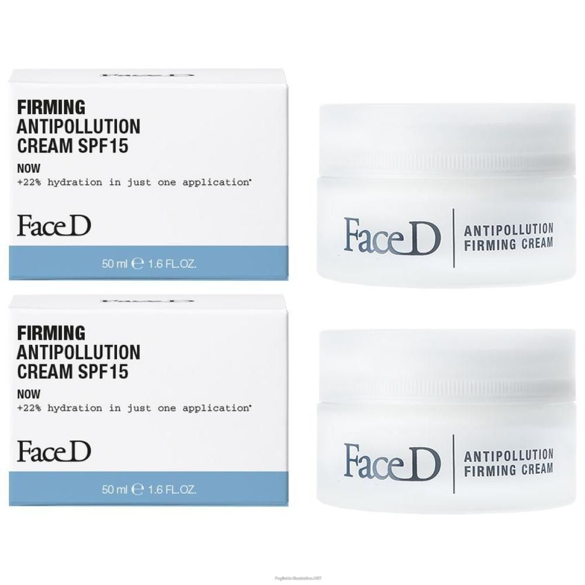 Compra Online face d crema rassodante antinquinamento spf15 viso e collo 2x50 ml cre e Trova l'offerta più bassa