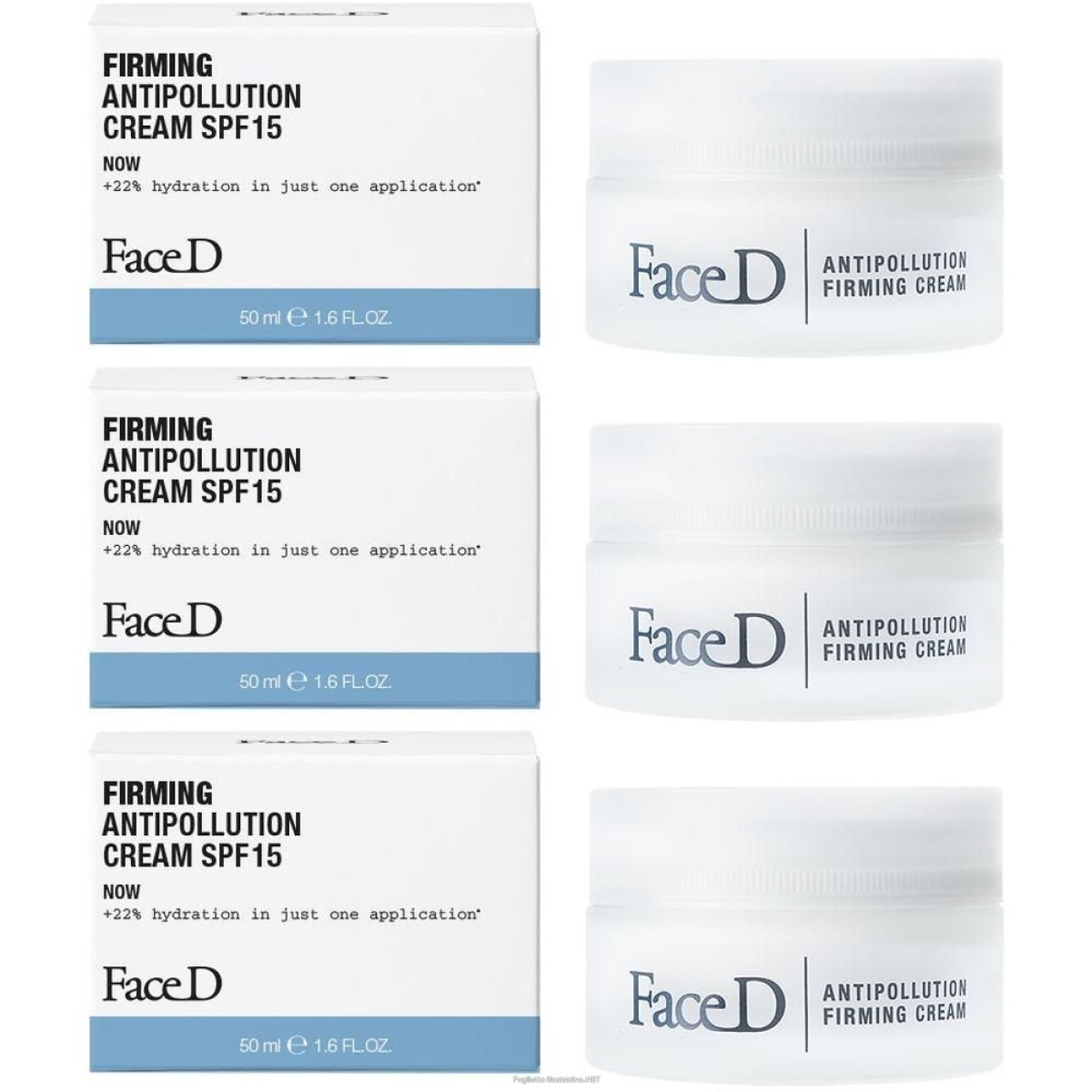 Compra Online face d crema rassodante antinquinamento spf15 viso e collo 3x50 ml cre e Trova l'offerta più bassa