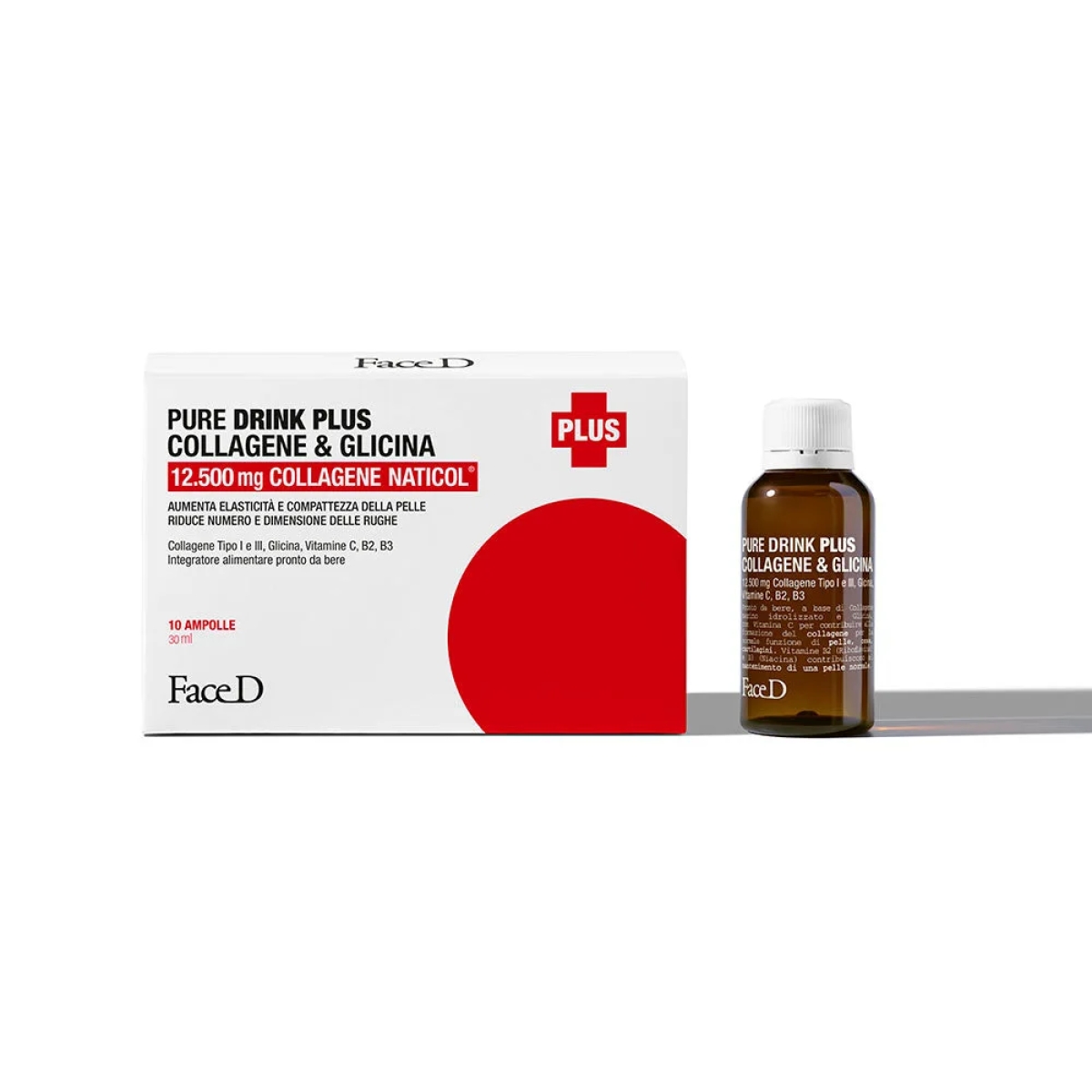 Compra Online Face d pure drink plus collagene e glicina integratore per la pelle, 10 flaconcini da 30 ml e Trova l'offerta più bassa