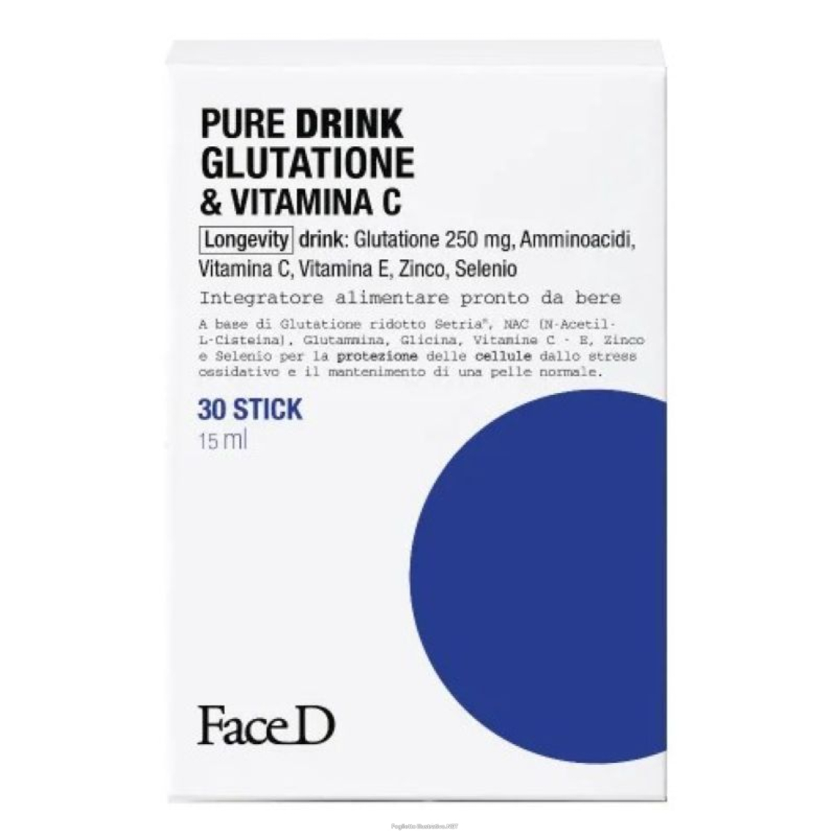 Compra Online faced pure drink glutatione & vitamina c - integratore antiossidante per il benessere della pelle - 30 stick pronti da bere e Trova l'offerta più bassa