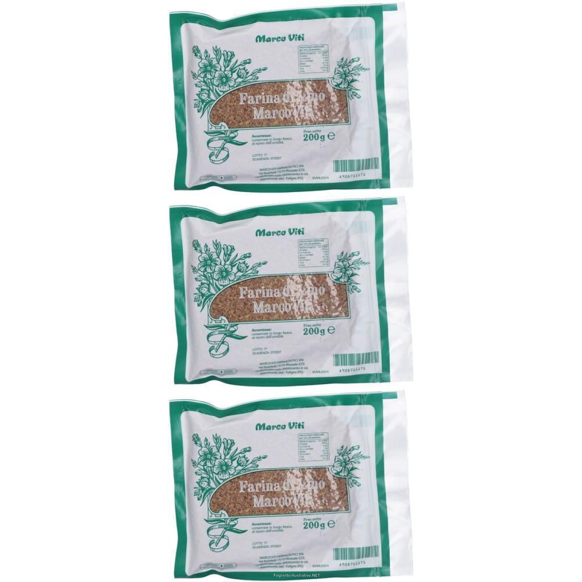 Compra Online farina di lino marco viti 3x200 g seme lino e Trova l'offerta più bassa