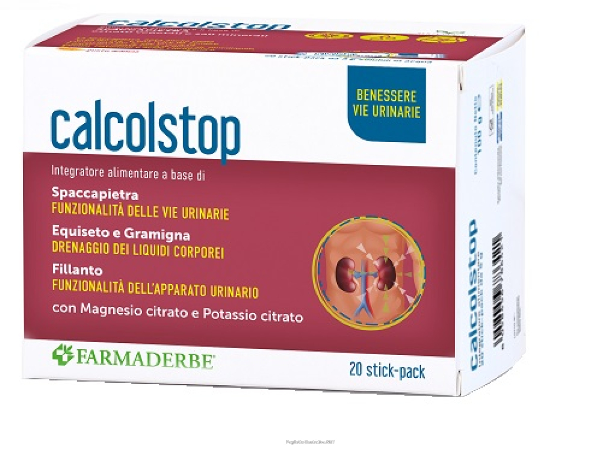 Compra Online farmaderbe calco stop integratore benessere delle vie urinarie, 20 stick e Trova l'offerta più bassa