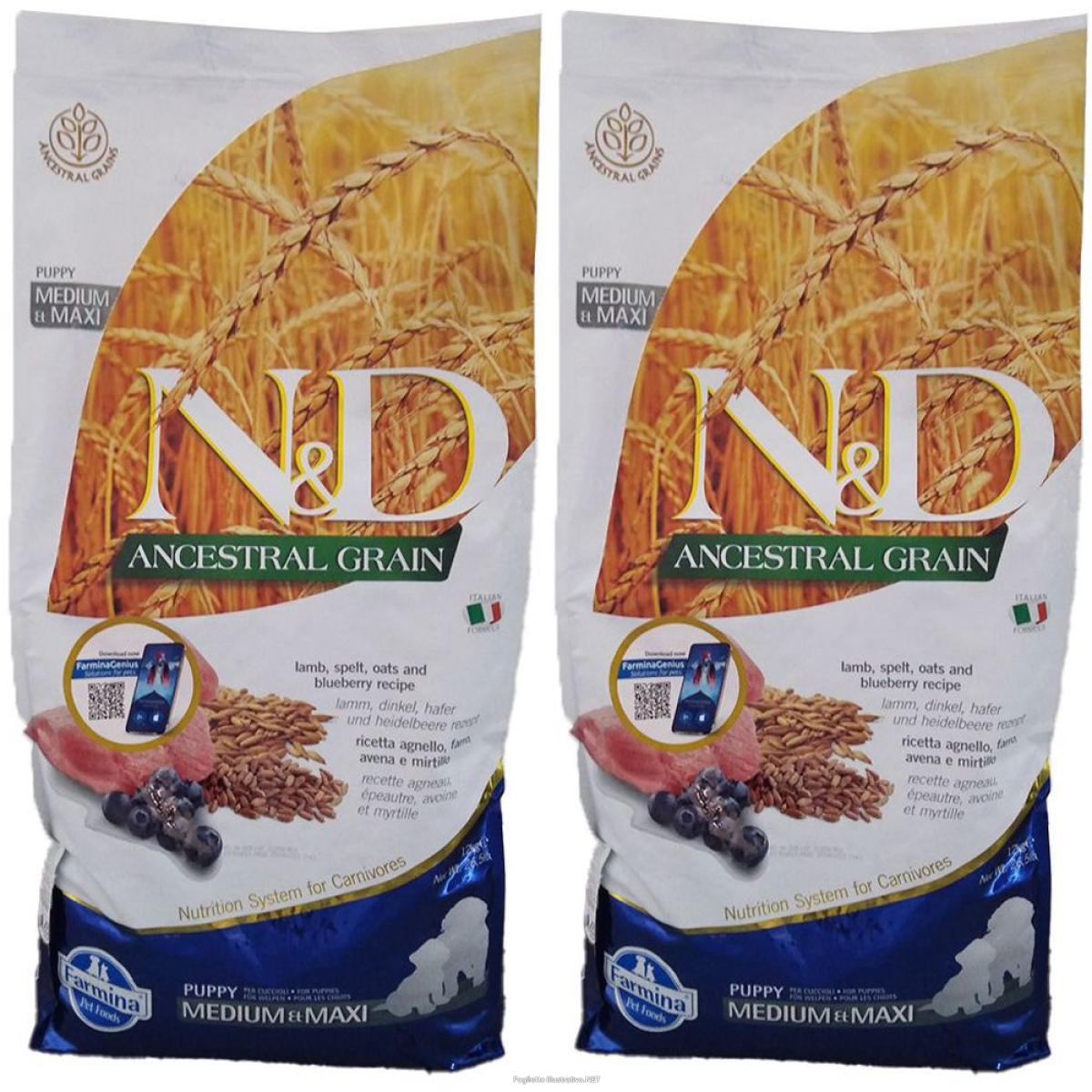 Compra Online farmina® n&d ancestral grain agnello e mirtillo per cuccioli medi gr e Trova l'offerta più bassa