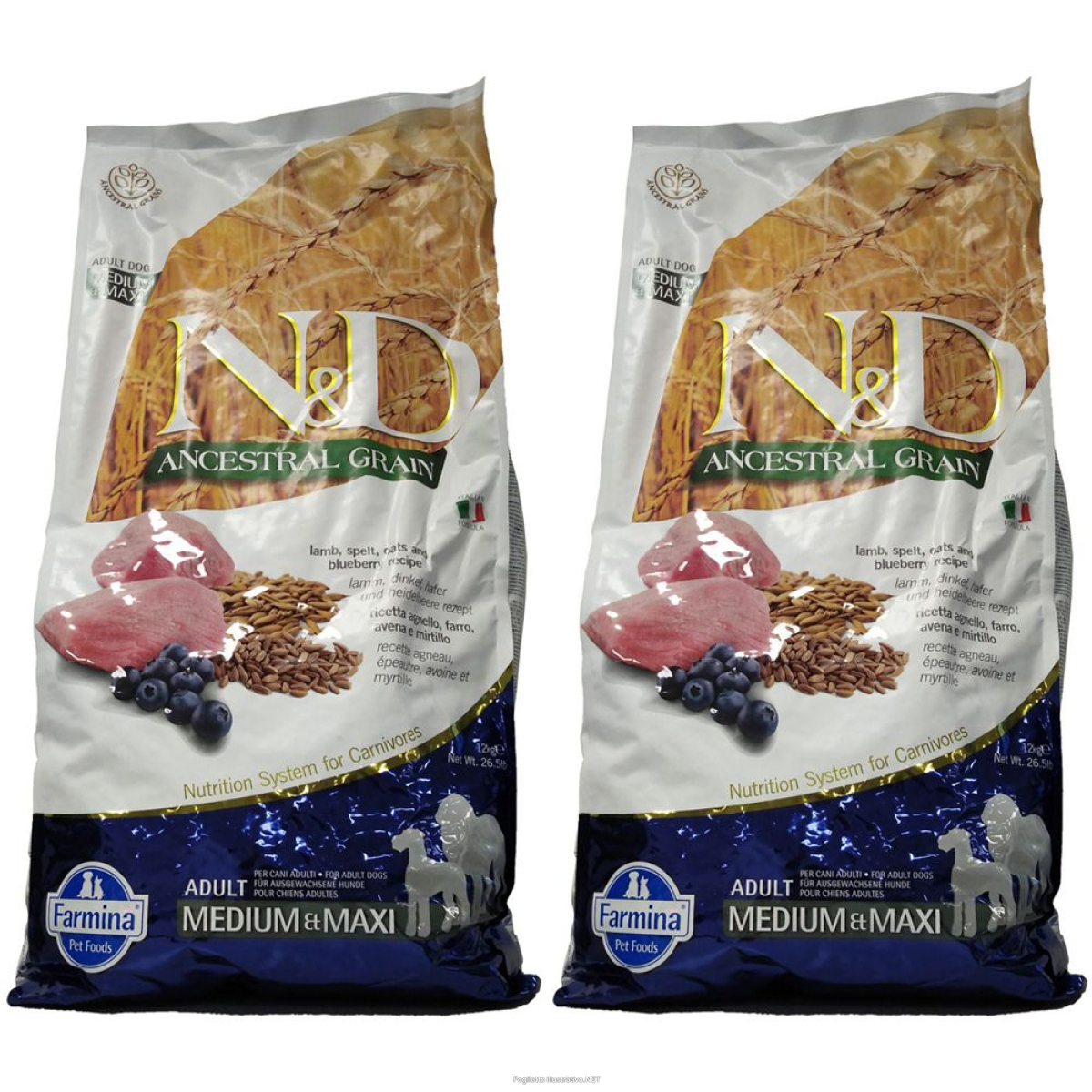 Compra Online farmina® n&d ancestral grain canine lamb & blueberry adult medium ma e Trova l'offerta più bassa