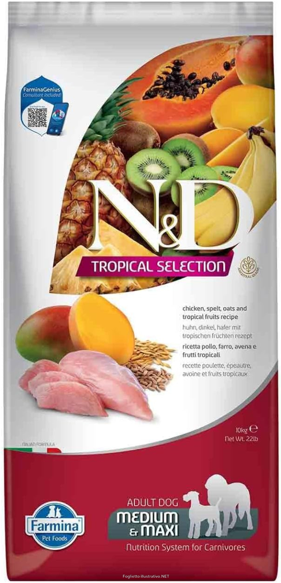 Compra Online farmina n&d dog medium & maxi tropical selection chicken per cani adulti 10kg russo mangimi e Trova l'offerta più bassa