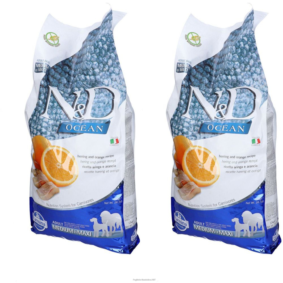 Compra Online farmina® n&d ocean herring & orange adult medium maxi set da 2 2x120 e Trova l'offerta più bassa