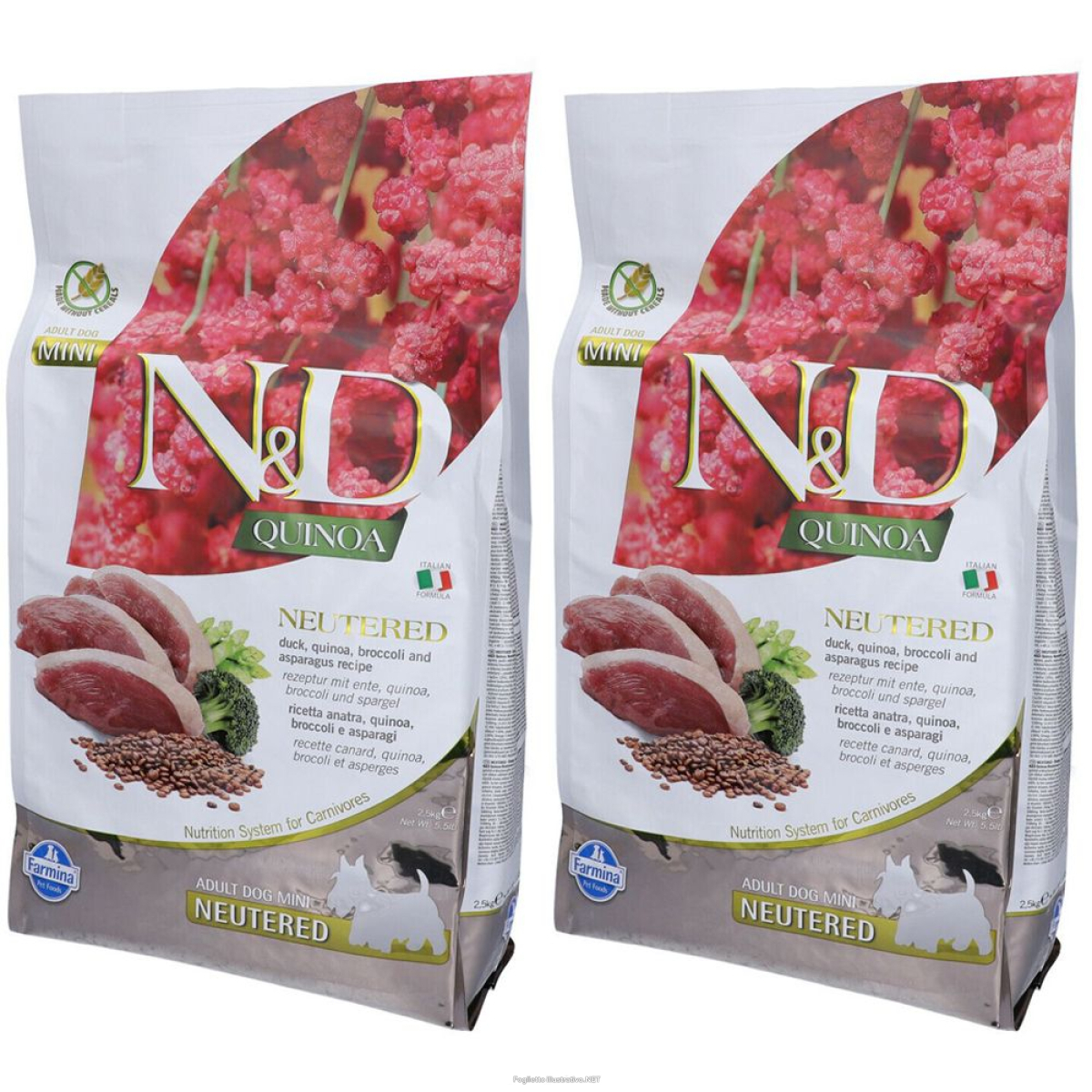 Compra Online farmina® n&d quinoa anatra broccoli neutered adult mini 2x2500 g mangi e Trova l'offerta più bassa