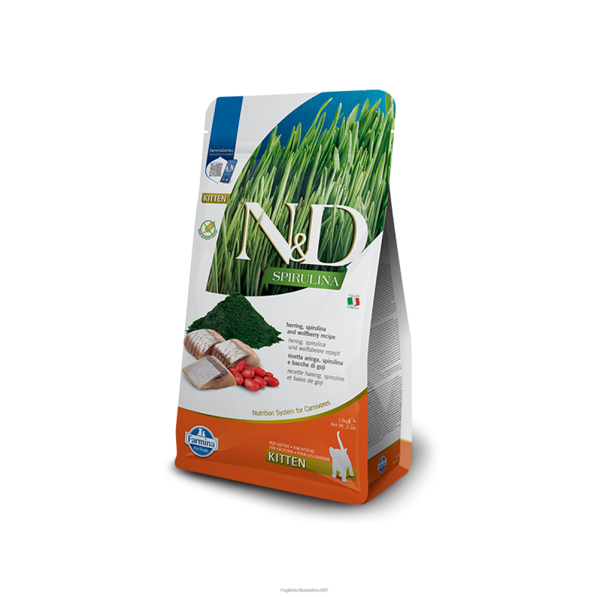 Compra Online farmina n&d spirulina kitten aringa per gatti cuccioli 1.5kg russo mangimi e Trova l'offerta più bassa