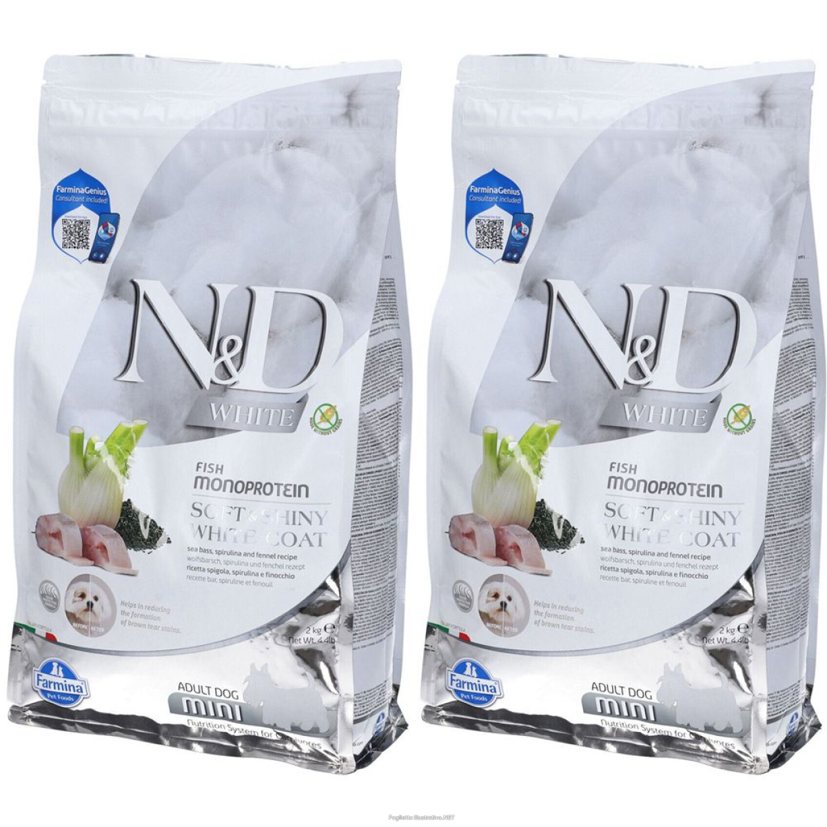 Compra Online farmina® n&d white spigola spirulina e finocchio cani adulti taglia mi e Trova l'offerta più bassa