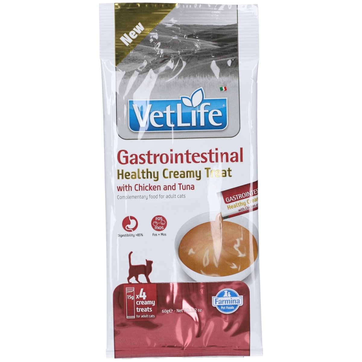 Compra Online Farmina vet life gastrointestinal healthy creamy treat con pollo e ton e Trova l'offerta più bassa