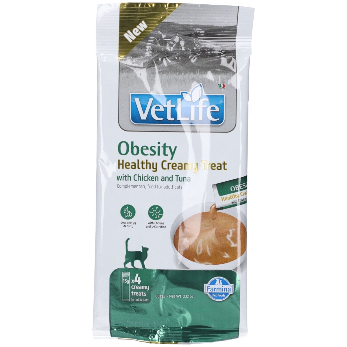 Compra Online Farmina vet life obesity healthy creamy treat con pollo e tonno 60 g m e Trova l'offerta più bassa
