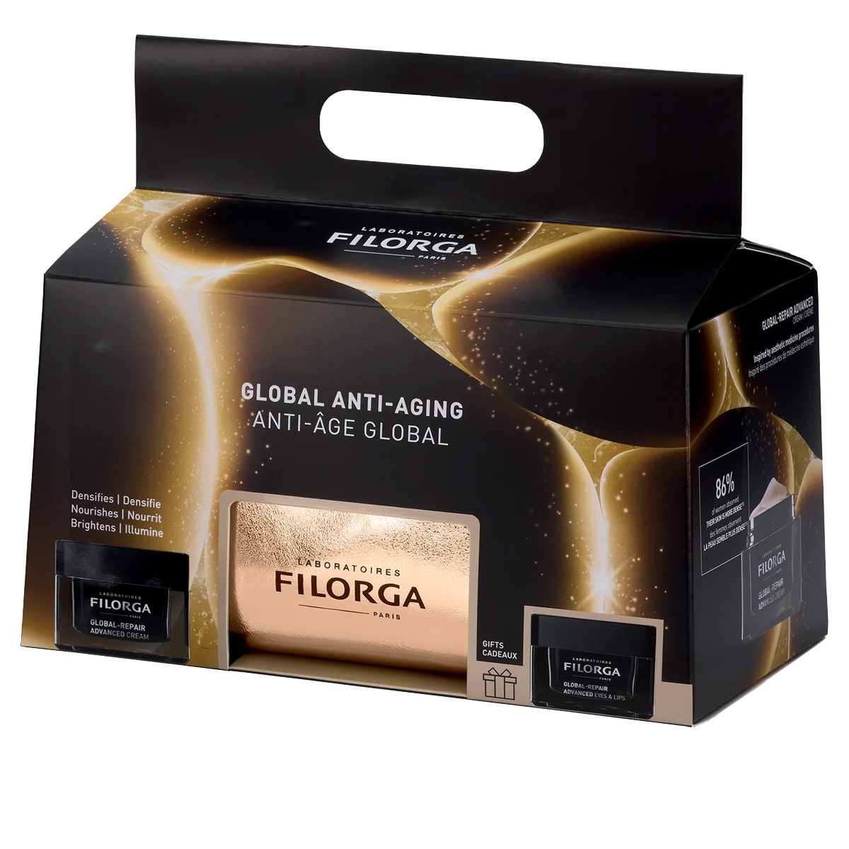 Compra Online Filorga global-repair advanced cofanetto regalo con crema viso 50 ml + occhi e labbra 15 ml trattamento anti-età con pochette e Trova l'offerta più bassa