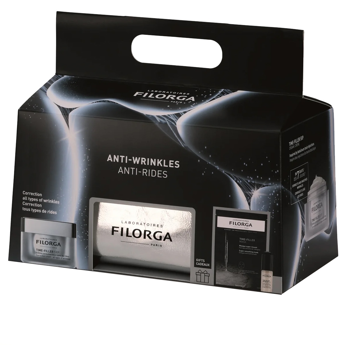 Compra Online Filorga xmas 2026 coffret anti wrinkles time filler intensive 5 xp + time filler mask +time filler 5 xp correction cream + trousse e Trova l'offerta più bassa