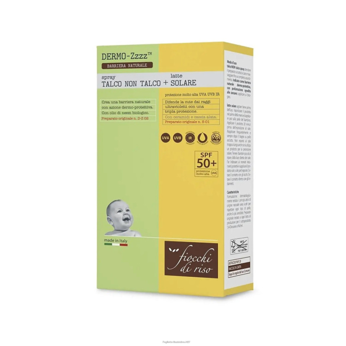 Compra Online fiocchi di riso bipacco talco non talco spray 100 ml + latte solare 50+ 140 ml e Trova l'offerta più bassa
