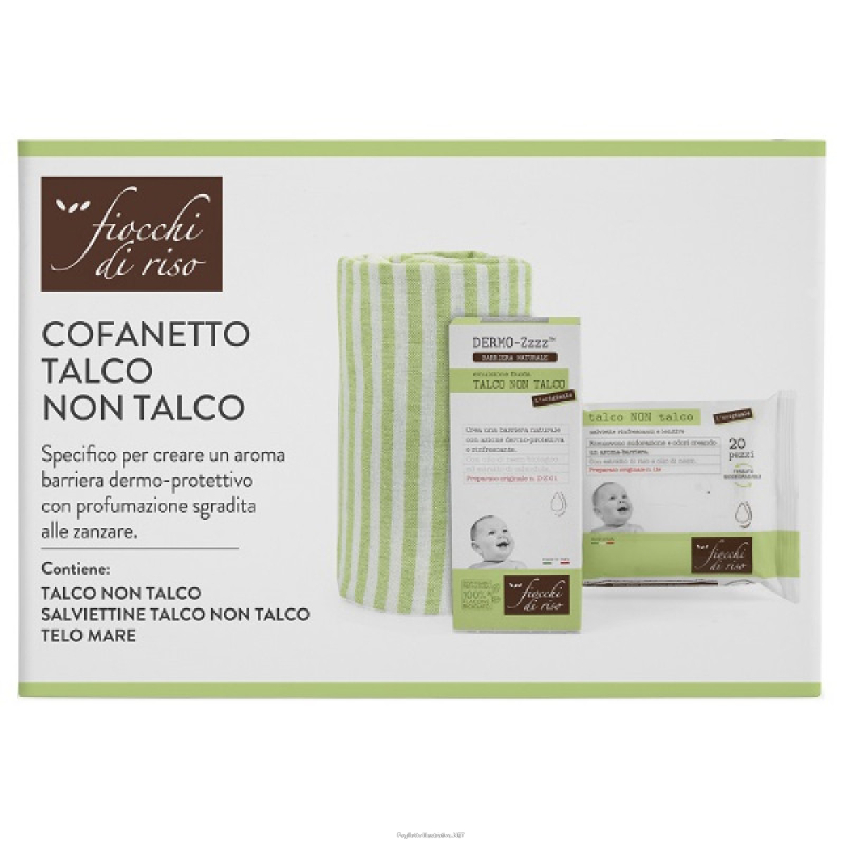 Compra Online fiocchi di riso cofanetto talco non talco 1 emulsione talco non talco 120 ml + 1 salviette talco non talco + 1 telo mare e Trova l'offerta più bassa