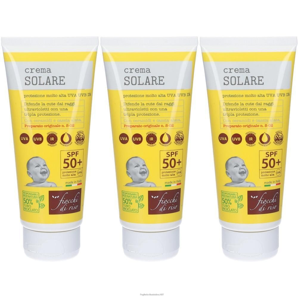Compra Online fiocchi di riso crema solare bimbi spf 50+ 3x100 ml e Trova l'offerta più bassa