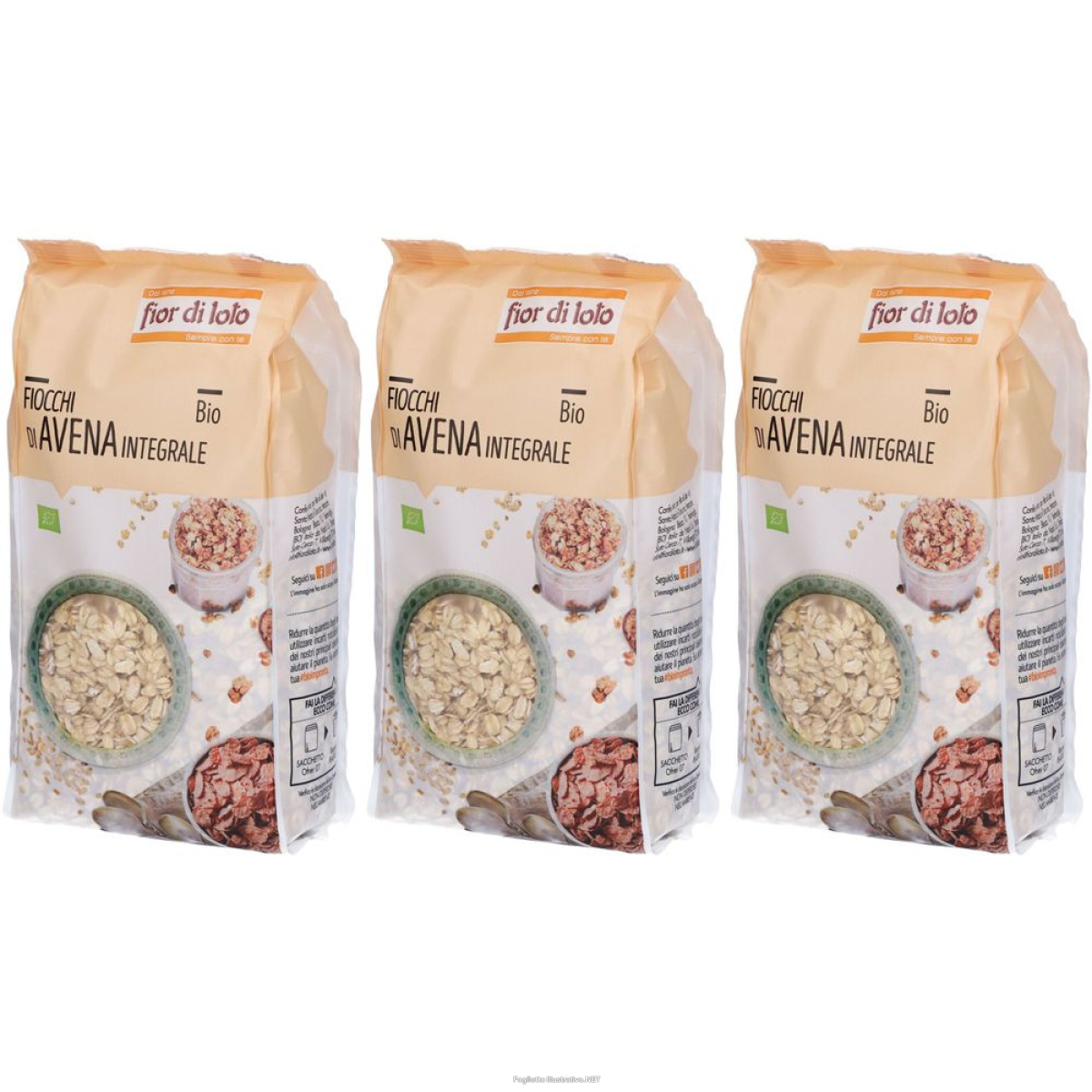 Compra Online fior di loto fiocchi avena integrale set da 3 3x500 g altro e Trova l'offerta più bassa