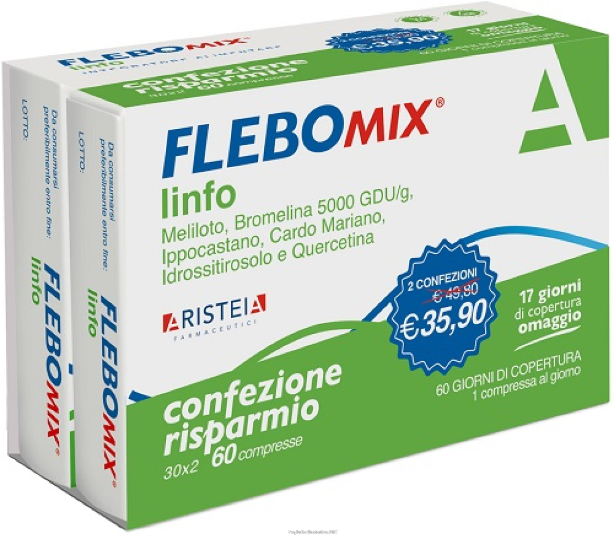 Compra Online flebomix linfo integratore per la circolazione e il drenaggio dei liquidi bipack 2 x 30 compresse e Trova l'offerta più bassa