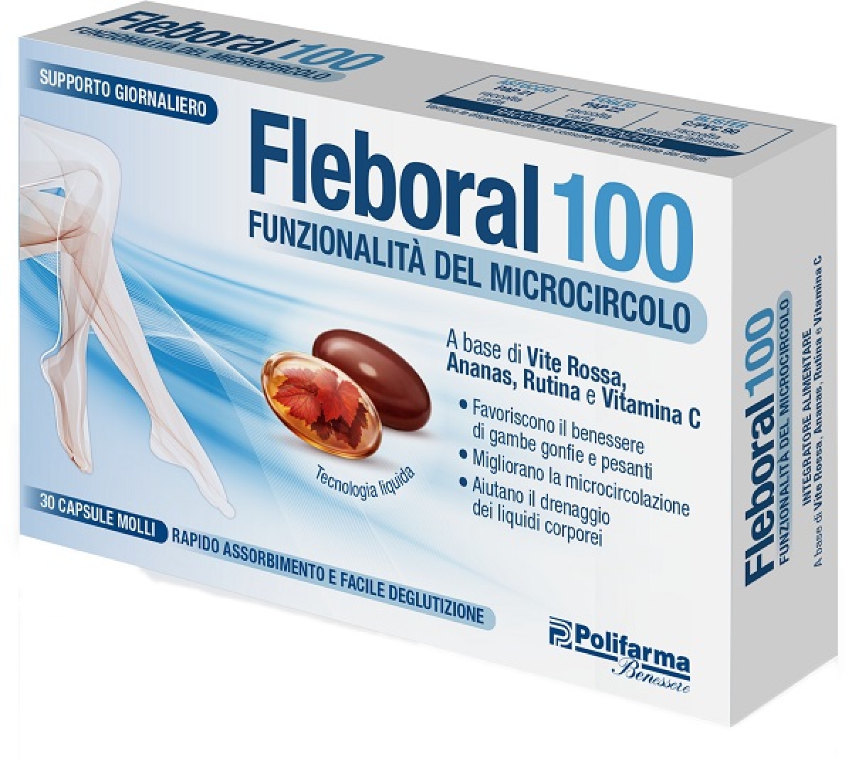 Compra Online Fleboral 100 integratore per la funzionalità del microcircolo 30 capsule molli e Trova l'offerta più bassa