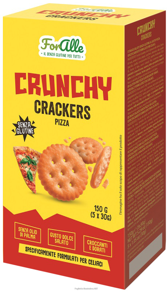 Compra Online foralle crunchy crackers pizza 5 bustine x 30 g senza olio di palma, gusto dolce salato e Trova l'offerta più bassa