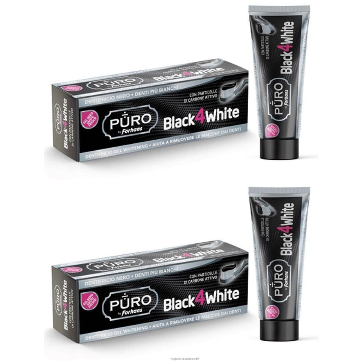 Compra Online forhans black4white dentifricio gel puro 2x75 ml dentale e Trova l'offerta più bassa