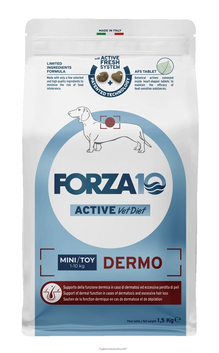 Compra Online forza10 active vet diet dermo crocchette pesce per cani adulti taglia mini 1,5kg e Trova l'offerta più bassa