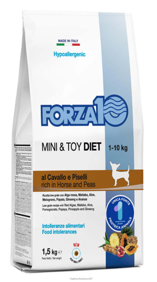 Compra Online forza10 mini toy diet crocchette al cavallo e piselli per cani taglia piccola sacco 1,5kg forza10 e Trova l'offerta più bassa