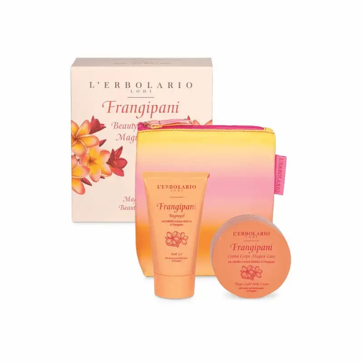 Compra Online frangipani beauty pochette magica luce 1 bagnogel 75 ml + 1 crema corpo 75 ml edizione limitata e Trova l'offerta più bassa