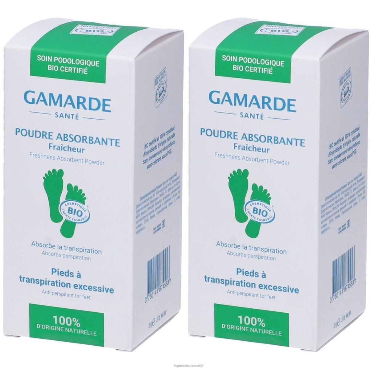 Acquista Online gamarde polvere assorbente rinfrescante per piedi 2x35 g e Cerca il miglior prezzo