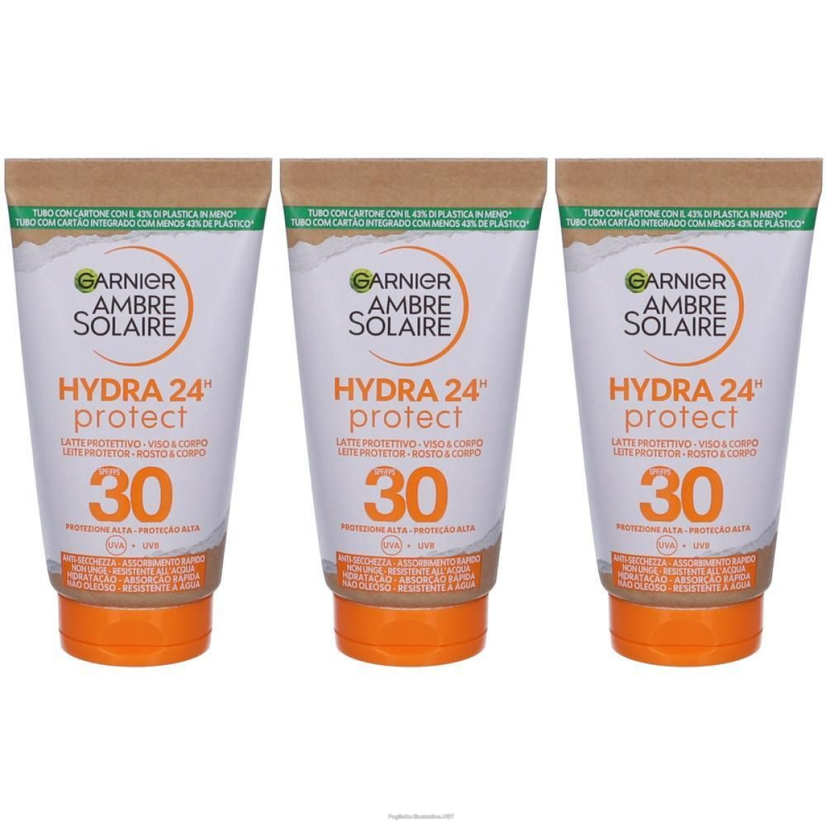Acquista Online garnier ambre solaire hydra 24 spf30 lotion 3x59 ml e Cerca il miglior prezzo