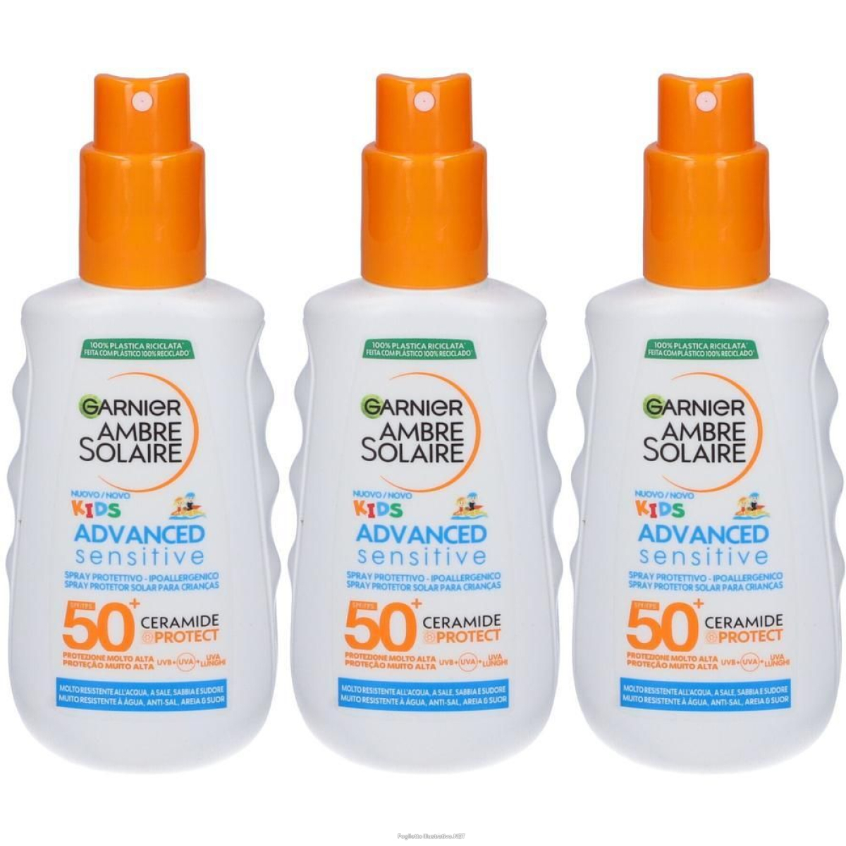 Acquista Online garnier ambre solaire kids advanced sensitive spray spf 50+ 150ml 3x17 e Cerca il miglior prezzo