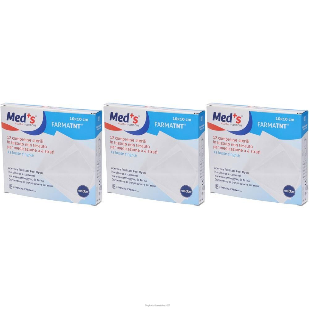 Acquista Online garza compressa meds tessuto non peel open 10x10cm 12 pezzi 3x e Cerca il miglior prezzo