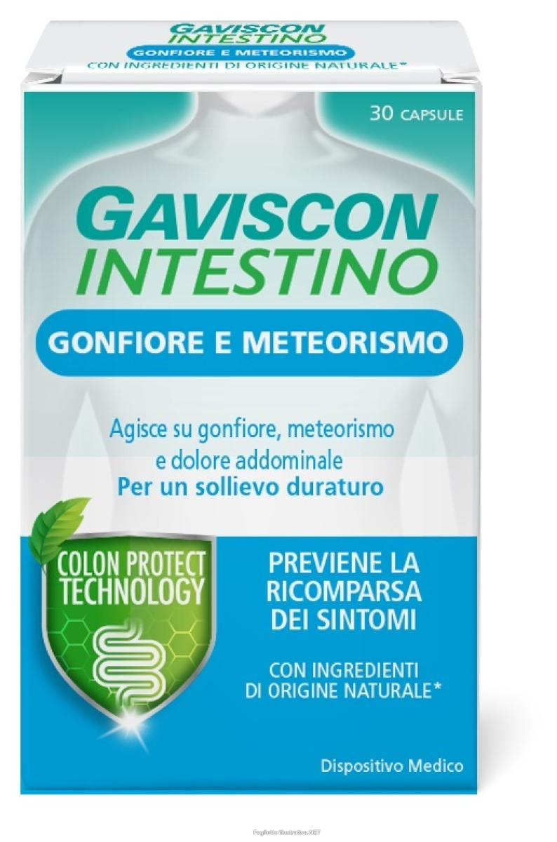 Acquista Online gaviscon intestino gonfiore e meteorismo dispositivo medico agisce e previene su gonfiore, meteorismo e dolore addominale 30 capsule e Cerca il miglior prezzo