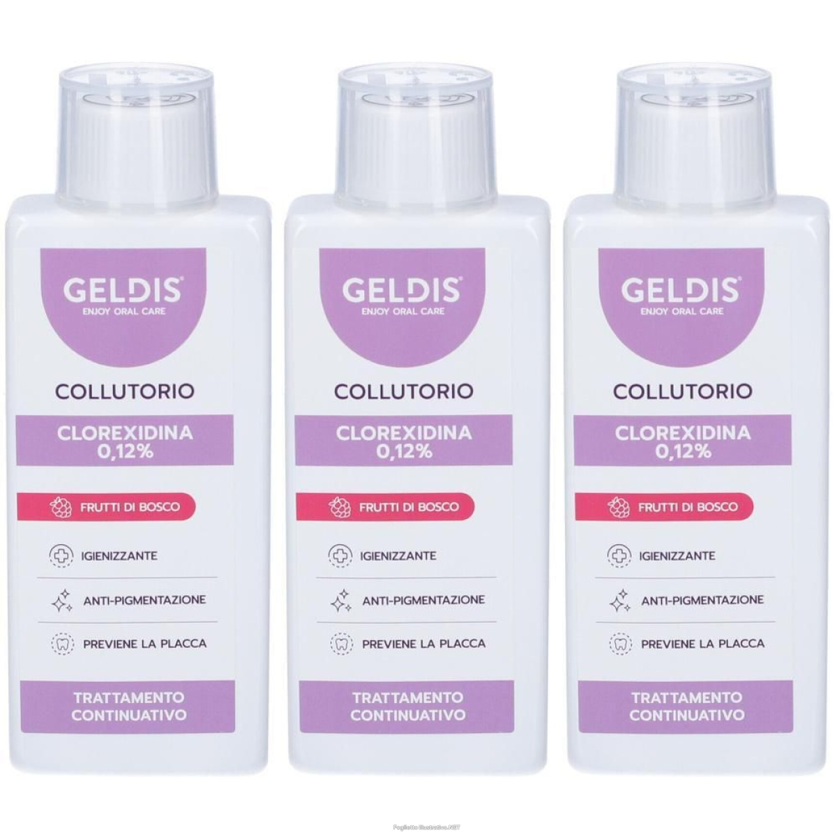 Acquista Online geldis clorexidina 0,12% frutti di bosco 3x200 ml collutorio e Cerca il miglior prezzo