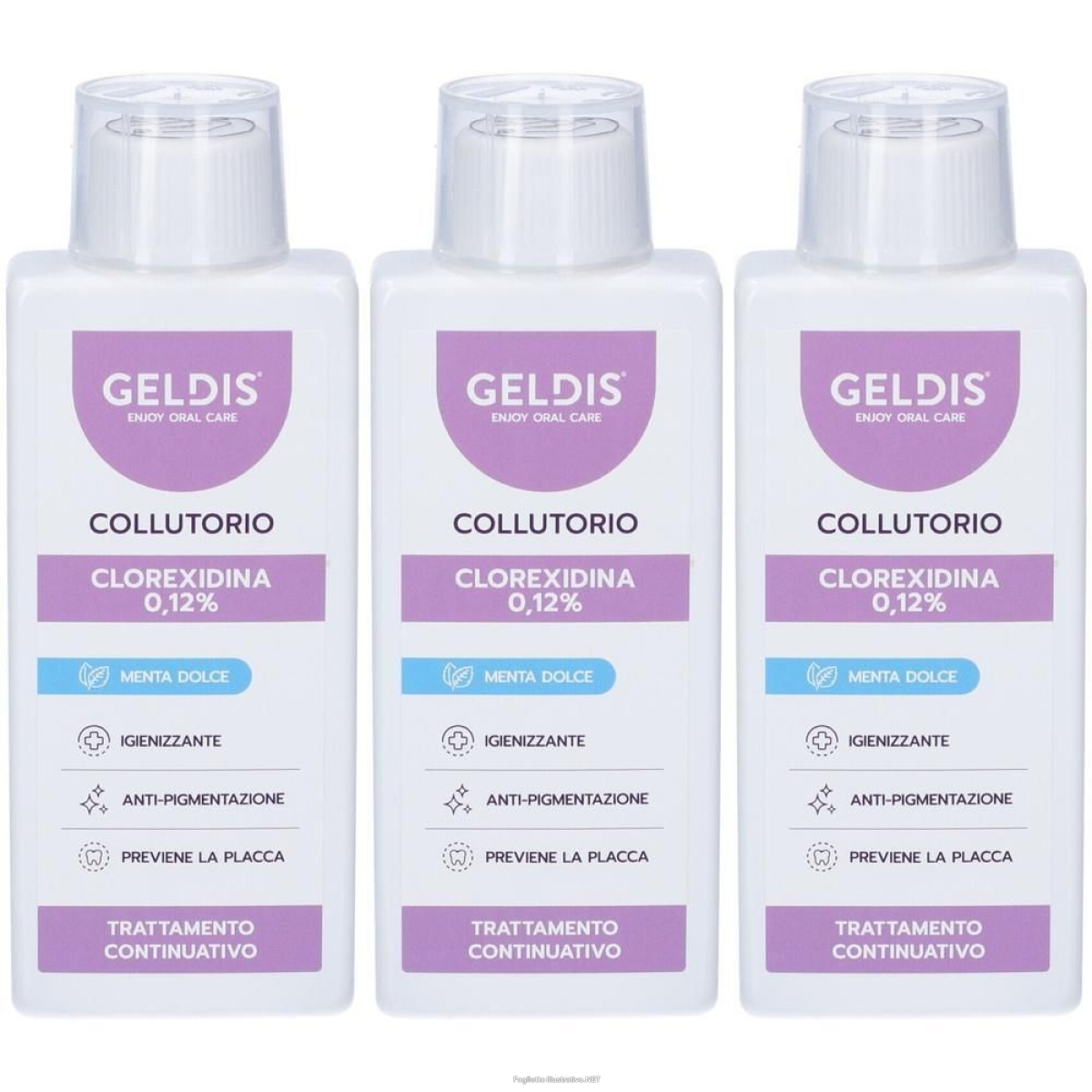 Acquista Online geldis clorexidina 0,12% menta 3x200 ml collutorio e Cerca il miglior prezzo