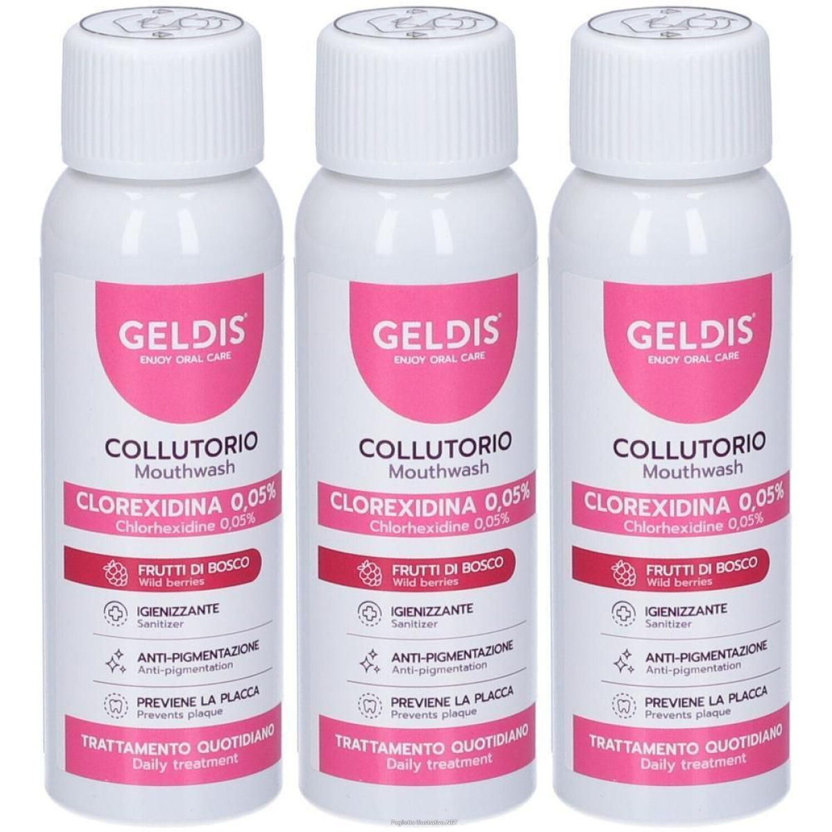 Acquista Online geldis collutorio gusto frutti di bosco clorexidina 0,05% 100ml 3x100 e Cerca il miglior prezzo