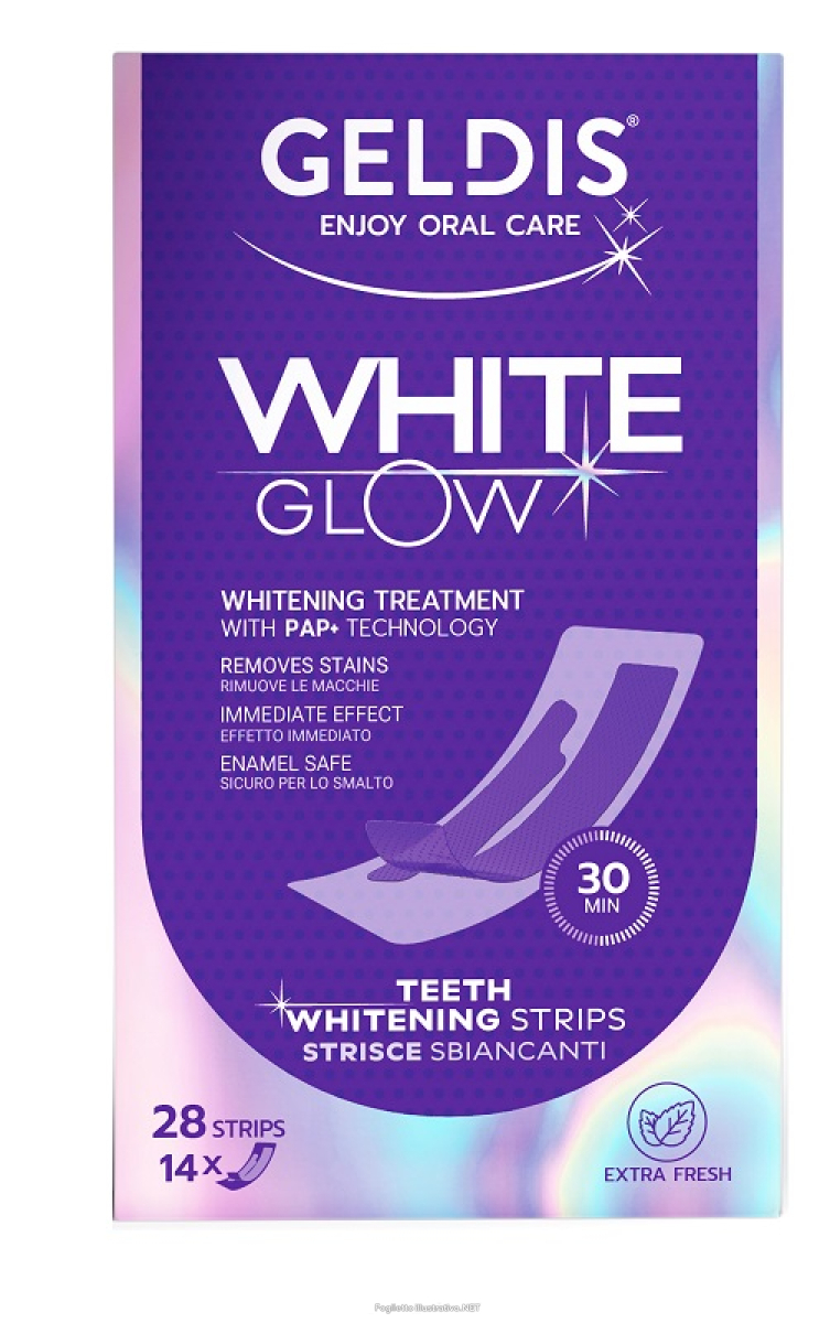 Acquista Online geldis white glow strisce sbiancanti denti effetto illuminante rapido 28 pezzi e Cerca il miglior prezzo