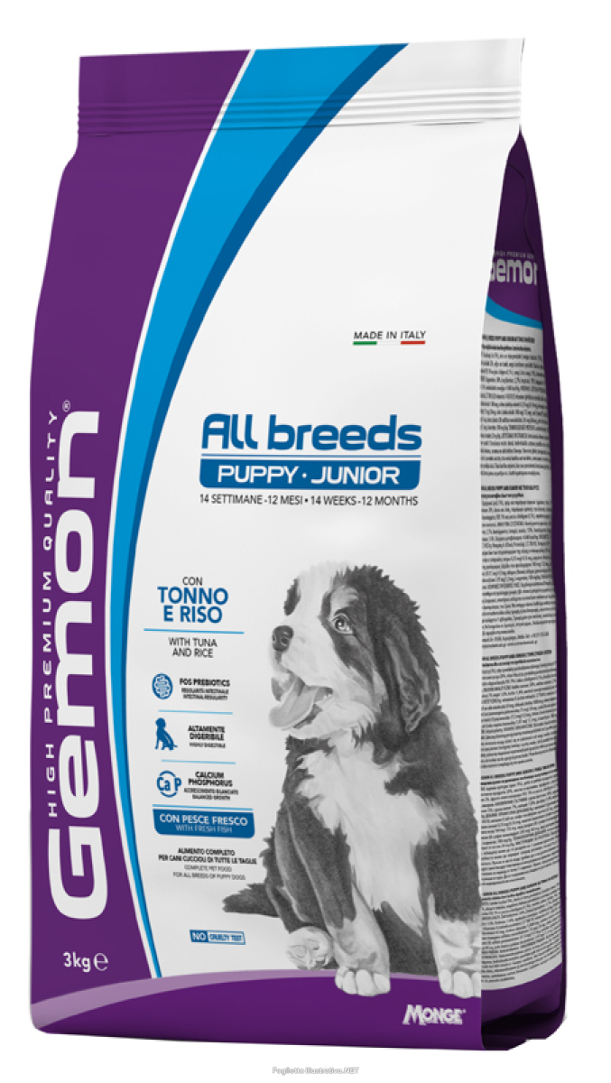 Acquista Online gemon all breeds puppy junior tonno/riso cibo secco per cani cuccioli sacco 3 kg 4684 e Cerca il miglior prezzo