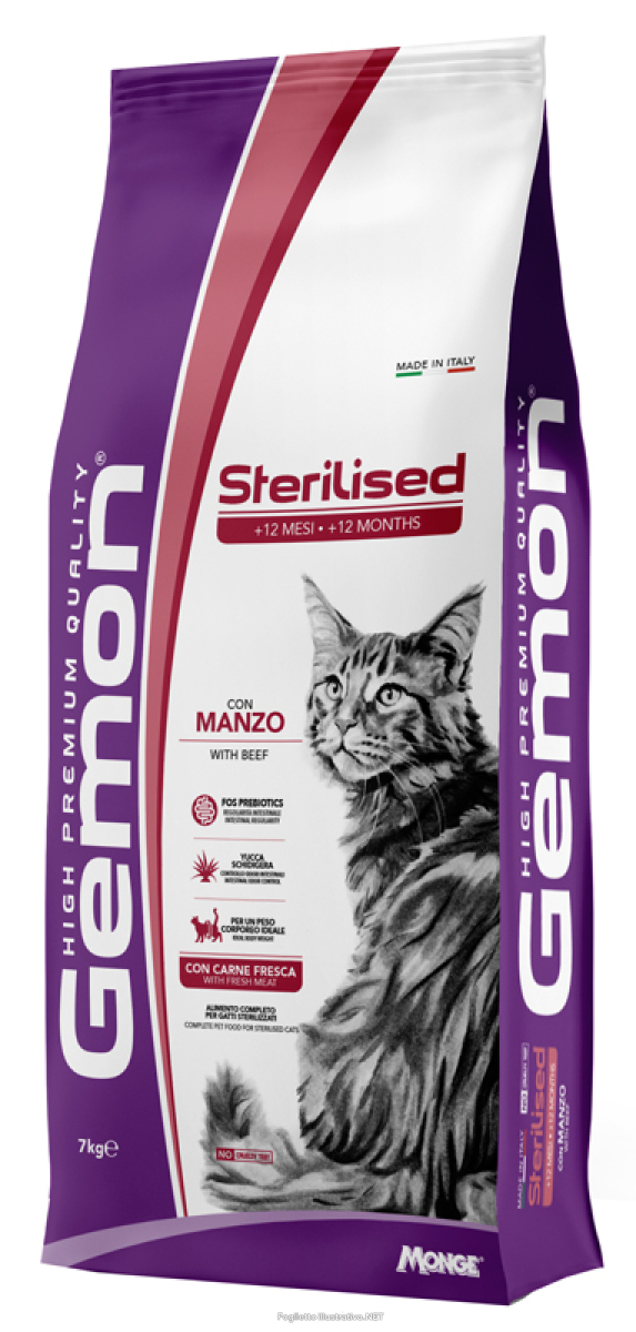 Acquista Online gemon cat adult sterilised manzo cibo secco per gatti adulti sterilizzati sacco 7kg monge e Cerca il miglior prezzo
