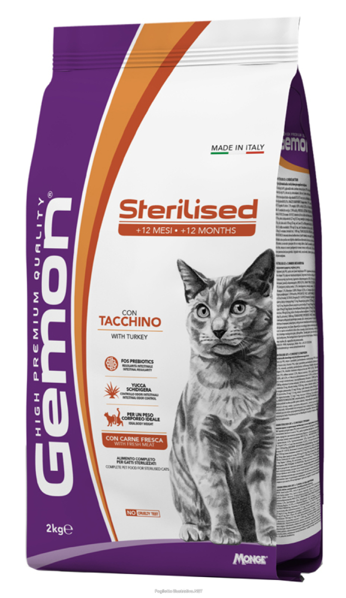 Acquista Online gemon cat adult sterilised tacchino cibo secco per gatti adulti sterilizzati sacco 2kg 4684 e Cerca il miglior prezzo