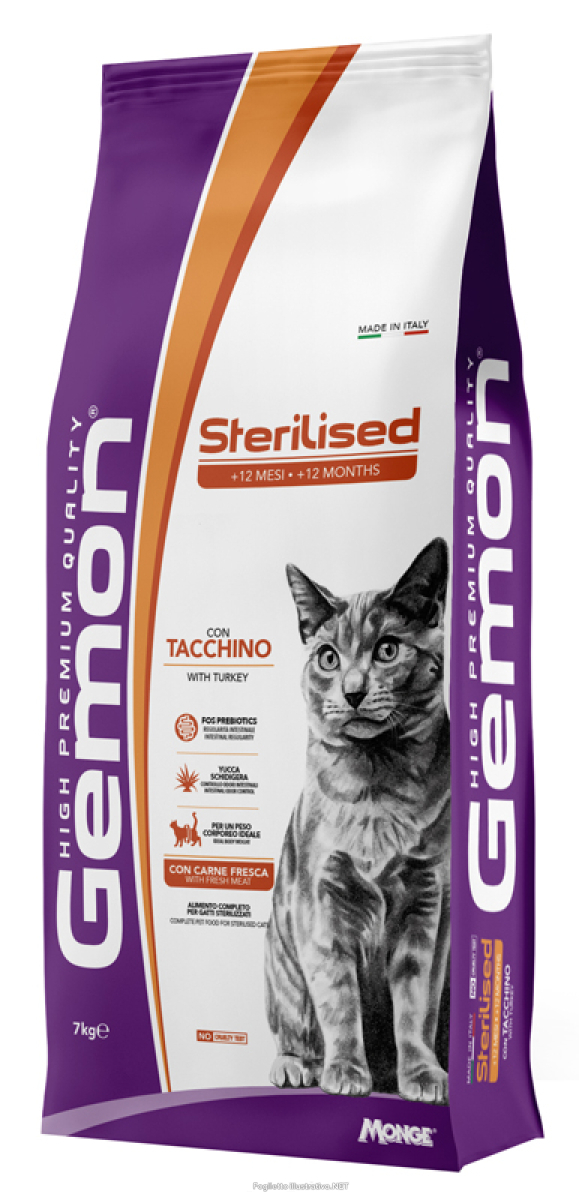 Acquista Online gemon cat adult sterilised tacchino cibo secco per gatti adulti sterilizzati sacco 7kg monge e Cerca il miglior prezzo