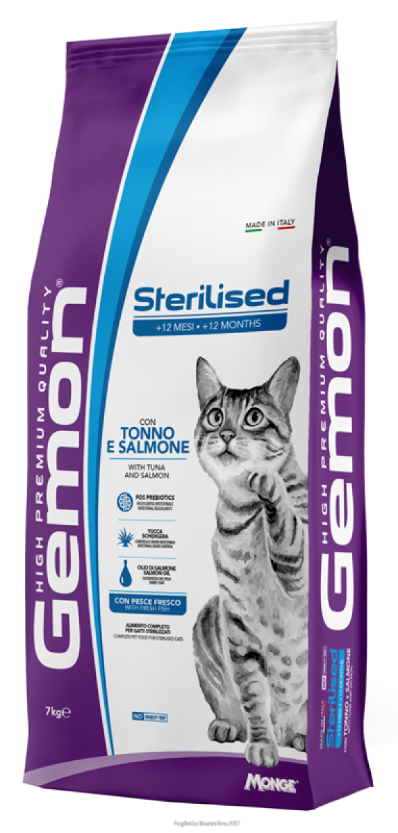 Acquista Online gemon sterilised cat tonno e salmone cibo secco per gatti adulti  sterilizzati sacco 7kg 4684 e Cerca il miglior prezzo