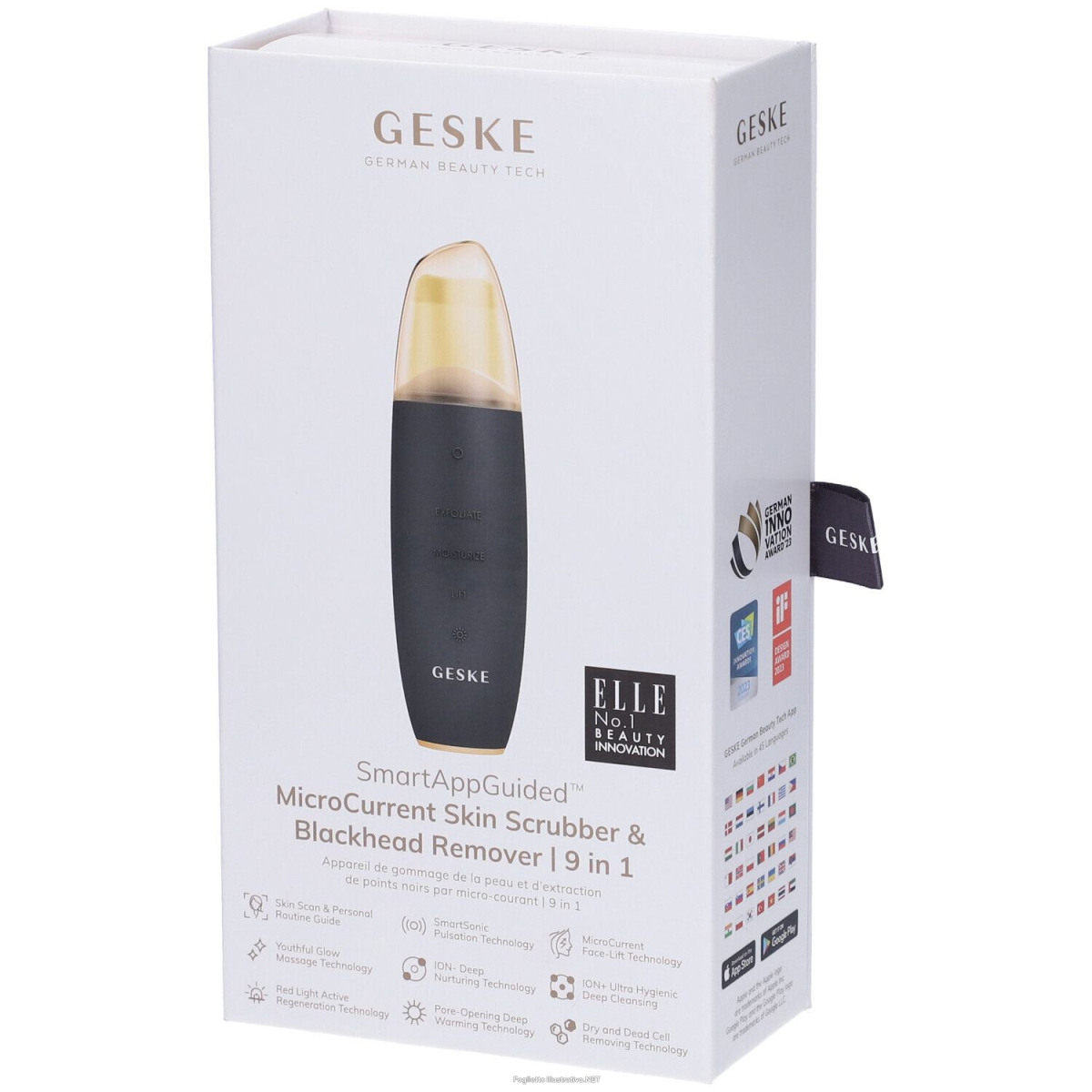 Acquista Online geske microcurrent skin scrubber & blackhead remover | 9 in 1 grigio e Cerca il miglior prezzo