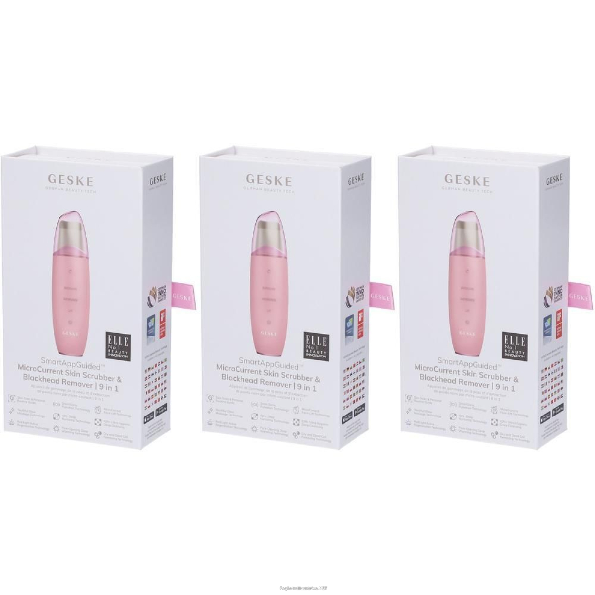 Acquista Online geske microcurrent skin scrubber & blackhead remover | 9 in 1 rosa 3x1 e Cerca il miglior prezzo